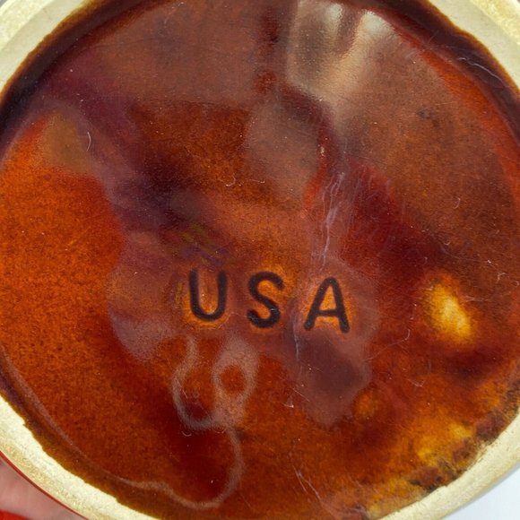 Vintage Brown Drip Glaze Bowl, One large one medium sized, Made in USA, set of 2 - Picture 9 of 11